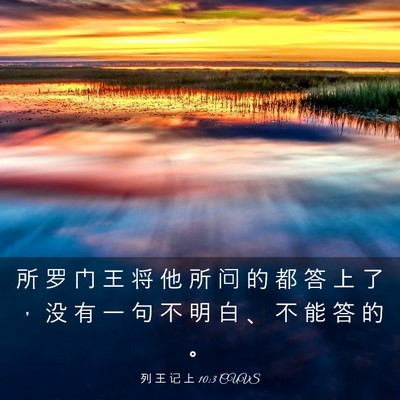 Picture 03 - 列 王 记 上 10:3 CUVS - 所 罗 门 王 将 他 所 问 的 都 答 上 - Bible Verse Picture