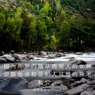 Picture 03 - 列 王 记 上 11:5 CUVS - 因 为 所 罗 门 随 从 西 顿 人 的 女 - Bible Verse Picture