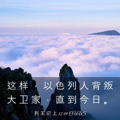Picture 03 - 列 王 记 上 12:19 CUVS - 这 样 ， 以 色 列 人 背 叛 大 卫 家 - Bible Verse Picture