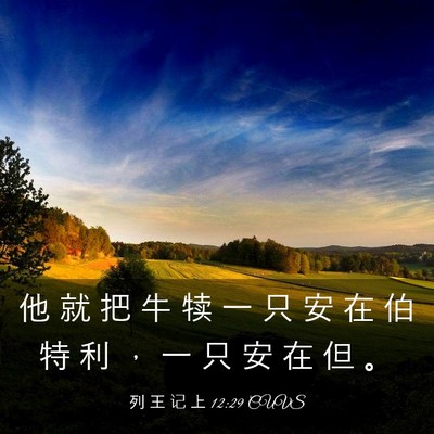 Picture 03 - 列 王 记 上 12:29 CUVS - 他 就 把 牛 犊 一 只 安 在 伯 特 利 - Bible Verse Picture