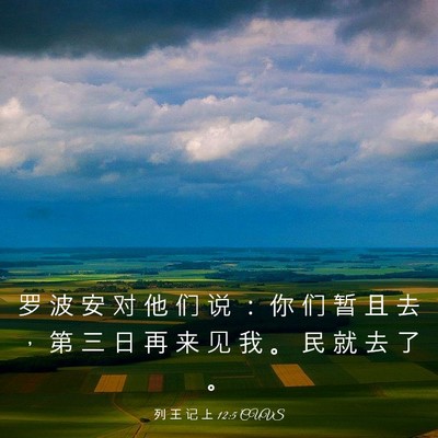 Picture 03 - 列 王 记 上 12:5 CUVS - 罗 波 安 对 他 们 说 ： 你 们 暂 且 - Bible Verse Picture