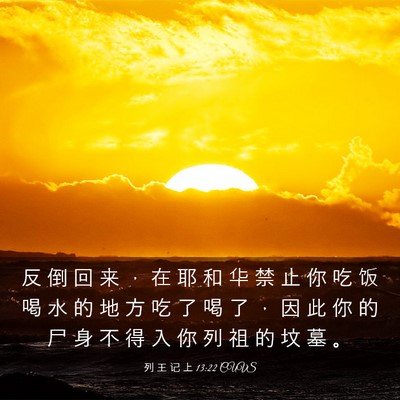 Picture 03 - 列 王 记 上 13:22 CUVS - 反 倒 回 来 ， 在 耶 和 华 禁 止 你 - Bible Verse Picture