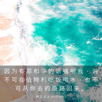 Picture 03 - 列 王 记 上 13:9 CUVS - 因 为 有 耶 和 华 的 话 嘱 咐 我 ， - Bible Verse Picture