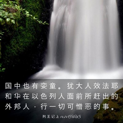 Picture 03 - 列 王 记 上 14:24 CUVS - 国 中 也 有 娈 童 。 犹 大 人 效 法 - Bible Verse Picture