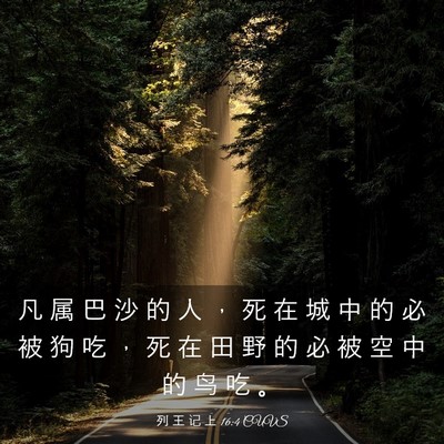 Picture 03 - 列 王 记 上 16:4 CUVS - 凡 属 巴 沙 的 人 ， 死 在 城 中 的 - Bible Verse Picture