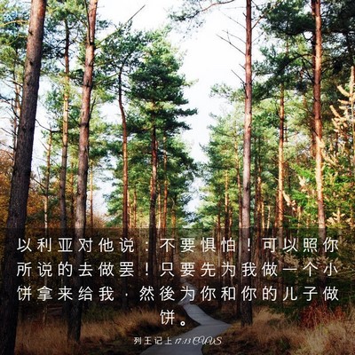 Picture 03 - 列 王 记 上 17:13 CUVS - 以 利 亚 对 他 说 ： 不 要 惧 怕 ！ - Bible Verse Picture