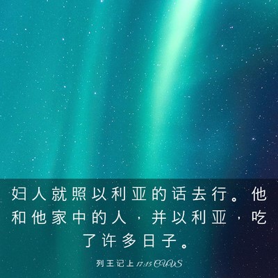 Picture 03 - 列 王 记 上 17:15 CUVS - 妇 人 就 照 以 利 亚 的 话 去 行 。 - Bible Verse Picture