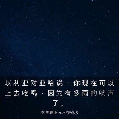 Picture 03 - 列 王 记 上 18:41 CUVS - 以 利 亚 对 亚 哈 说 ： 你 现 在 可 - Bible Verse Picture