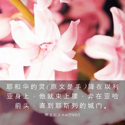 Picture 03 - 列 王 记 上 18:46 CUVS - 耶 和 华 的 灵 ( 原 文 是 手 ) 降 在 - Bible Verse Picture