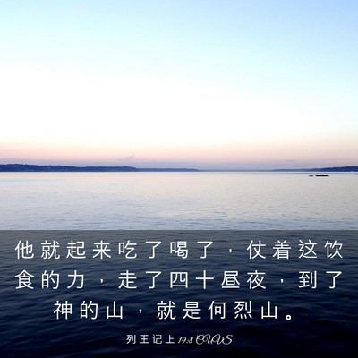 Picture 03 - 列 王 记 上 19:8 CUVS - 他 就 起 来 吃 了 喝 了 ， 仗 着 这 - Bible Verse Picture