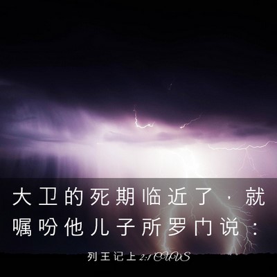 Picture 03 - 列 王 记 上 2:1 CUVS - 大 卫 的 死 期 临 近 了 ， 就 嘱 吩 - Bible Verse Picture
