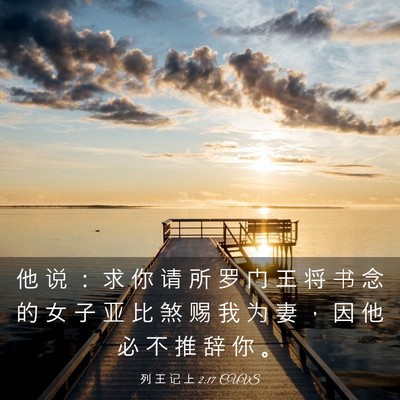 Picture 03 - 列 王 记 上 2:17 CUVS - 他 说 ： 求 你 请 所 罗 门 王 将 书 - Bible Verse Picture