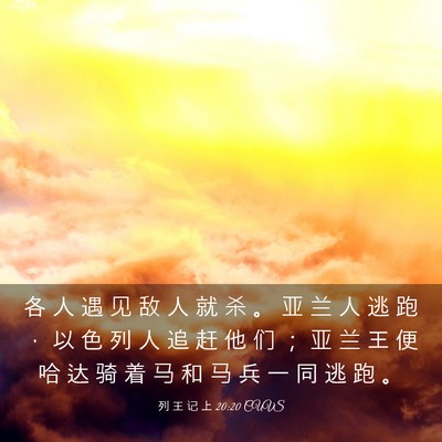 Picture 03 - 列 王 记 上 20:20 CUVS - 各 人 遇 见 敌 人 就 杀 。 亚 兰 人 - Bible Verse Picture