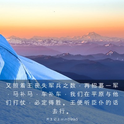 Picture 03 - 列 王 记 上 20:25 CUVS - 又 照 着 王 丧 失 军 兵 之 数 ， 再 - Bible Verse Picture