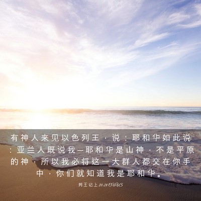 Picture 03 - 列 王 记 上 20:28 CUVS - 有 神 人 来 见 以 色 列 王 ， 说 ： - Bible Verse Picture