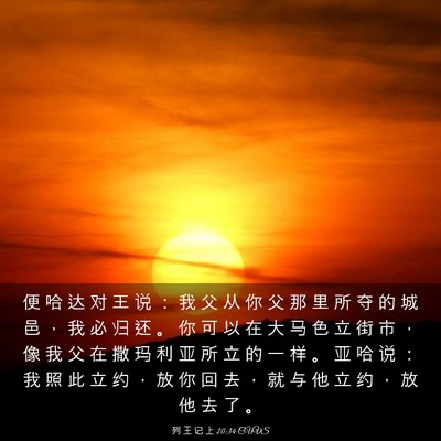 Picture 03 - 列 王 记 上 20:34 CUVS - 便 哈 达 对 王 说 ： 我 父 从 你 父 - Bible Verse Picture