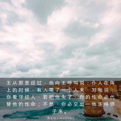 Picture 03 - 列 王 记 上 20:39 CUVS - 王 从 那 里 经 过 ， 他 向 王 呼 叫 - Bible Verse Picture