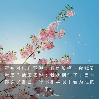 Picture 03 - 列 王 记 上 21:20 CUVS - 亚 哈 对 以 利 亚 说 ： 我 仇 敌 啊 - Bible Verse Picture