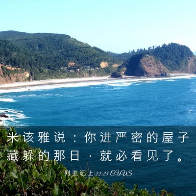 Picture 03 - 列 王 记 上 22:25 CUVS - 米 该 雅 说 ： 你 进 严 密 的 屋 子 - Bible Verse Picture