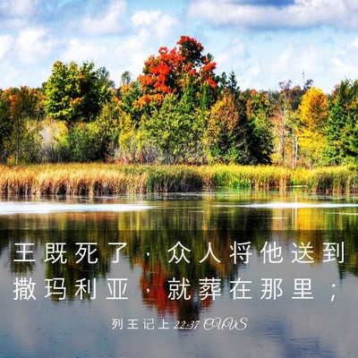 Picture 03 - 列 王 记 上 22:37 CUVS - 王 既 死 了 ， 众 人 将 他 送 到 撒 - Bible Verse Picture