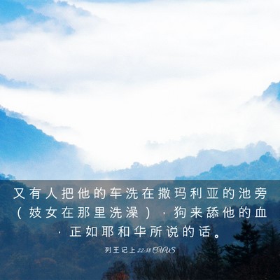 Picture 03 - 列 王 记 上 22:38 CUVS - 又 有 人 把 他 的 车 洗 在 撒 玛 利 - Bible Verse Picture