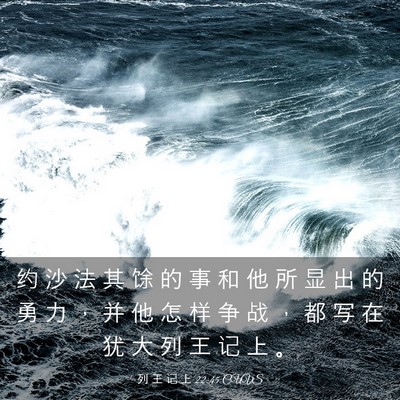 Picture 03 - 列 王 记 上 22:45 CUVS - 约 沙 法 其 馀 的 事 和 他 所 显 出 - Bible Verse Picture