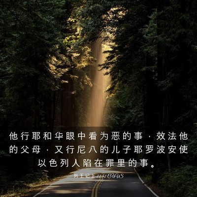 Picture 03 - 列 王 记 上 22:52 CUVS - 他 行 耶 和 华 眼 中 看 为 恶 的 事 - Bible Verse Picture