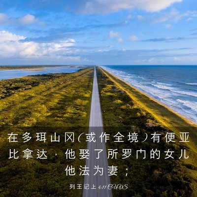 Picture 03 - 列 王 记 上 4:11 CUVS - 在 多 珥 山 冈 ( 或 作 全 境 ) 有 便 - Bible Verse Picture