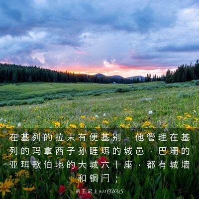 Picture 03 - 列 王 记 上 4:13 CUVS - 在 基 列 的 拉 末 有 便 基 别 ， 他 - Bible Verse Picture