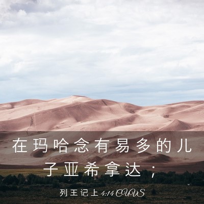 Picture 03 - 列 王 记 上 4:14 CUVS - 在 玛 哈 念 有 易 多 的 儿 子 亚 希 - Bible Verse Picture