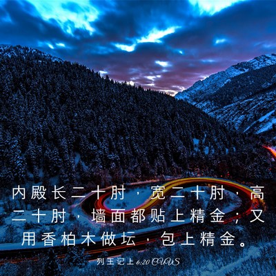 Picture 03 - 列 王 记 上 6:20 CUVS - 内 殿 长 二 十 肘 ， 宽 二 十 肘 ， - Bible Verse Picture