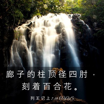 Picture 03 - 列 王 记 上 7:19 CUVS - 廊 子 的 柱 顶 径 四 肘 ， 刻 着 百 - Bible Verse Picture