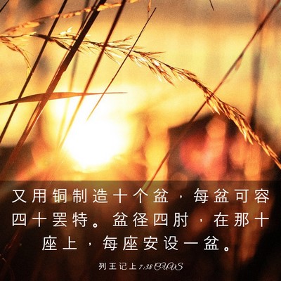 Picture 03 - 列 王 记 上 7:38 CUVS - 又 用 铜 制 造 十 个 盆 ， 每 盆 可 - Bible Verse Picture