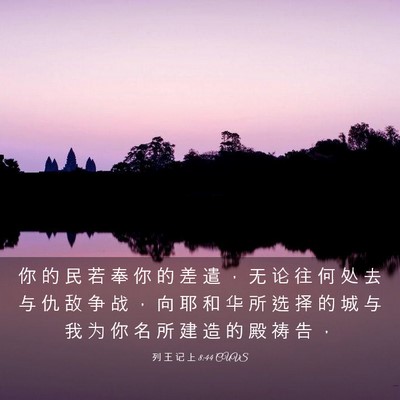 Picture 03 - 列 王 记 上 8:44 CUVS - 你 的 民 若 奉 你 的 差 遣 ， 无 论 - Bible Verse Picture