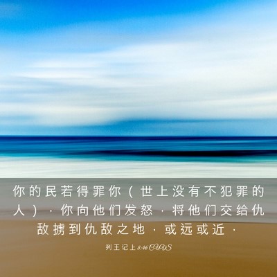 Picture 03 - 列 王 记 上 8:46 CUVS - 你 的 民 若 得 罪 你 （ 世 上 没 有 - Bible Verse Picture