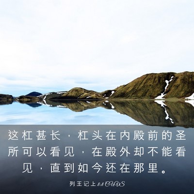 Picture 03 - 列 王 记 上 8:8 CUVS - 这 杠 甚 长 ， 杠 头 在 内 殿 前 的 - Bible Verse Picture