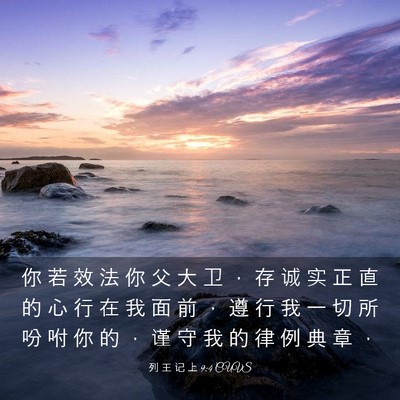 Picture 03 - 列 王 记 上 9:4 CUVS - 你 若 效 法 你 父 大 卫 ， 存 诚 实 - Bible Verse Picture