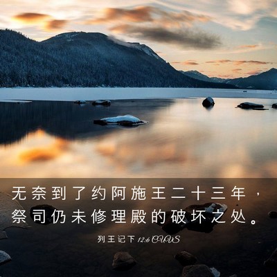 Picture 03 - 列 王 记 下 12:6 CUVS - 无 奈 到 了 约 阿 施 王 二 十 三 年 - Bible Verse Picture
