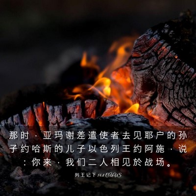Picture 03 - 列 王 记 下 14:8 CUVS - 那 时 ， 亚 玛 谢 差 遣 使 者 去 见 - Bible Verse Picture