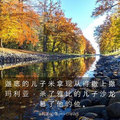 Picture 03 - 列 王 记 下 15:14 CUVS - 迦 底 的 儿 子 米 拿 现 从 得 撒 上 - Bible Verse Picture