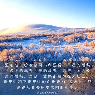 Picture 03 - 列 王 记 下 16:15 CUVS - 亚 哈 斯 王 吩 咐 祭 司 乌 利 亚 说 - Bible Verse Picture