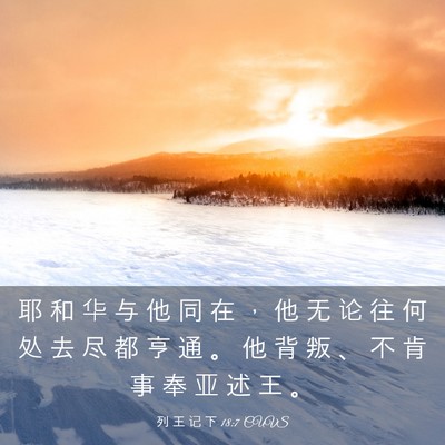 Picture 03 - 列 王 记 下 18:7 CUVS - 耶 和 华 与 他 同 在 ， 他 无 论 往 - Bible Verse Picture