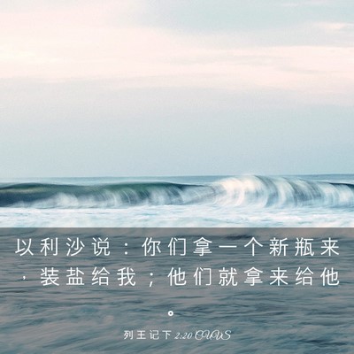 Picture 03 - 列 王 记 下 2:20 CUVS - 以 利 沙 说 ： 你 们 拿 一 个 新 瓶 - Bible Verse Picture