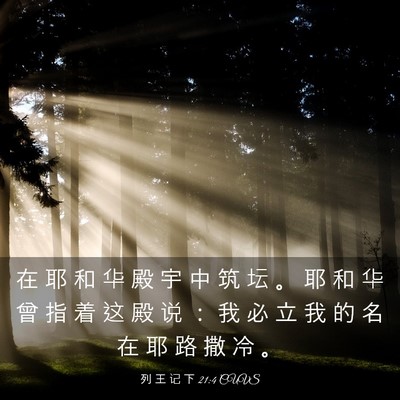Picture 03 - 列 王 记 下 21:4 CUVS - 在 耶 和 华 殿 宇 中 筑 坛 。 耶 和 - Bible Verse Picture