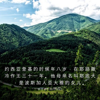 Picture 03 - 列 王 记 下 22:1 CUVS - 约 西 亚 登 基 的 时 候 年 八 岁 ， - Bible Verse Picture