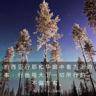 Picture 03 - 列 王 记 下 22:2 CUVS - 约 西 亚 行 耶 和 华 眼 中 看 为 正 - Bible Verse Picture