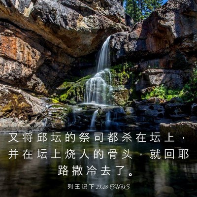 Picture 03 - 列 王 记 下 23:20 CUVS - 又 将 邱 坛 的 祭 司 都 杀 在 坛 上 - Bible Verse Picture