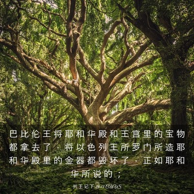 Picture 03 - 列 王 记 下 24:13 CUVS - 巴 比 伦 王 将 耶 和 华 殿 和 王 宫 - Bible Verse Picture