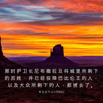 Picture 03 - 列 王 记 下 25:11 CUVS - 那 时 护 卫 长 尼 布 撒 拉 旦 将 城 - Bible Verse Picture