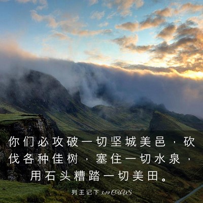 Picture 03 - 列 王 记 下 3:19 CUVS - 你 们 必 攻 破 一 切 坚 城 美 邑 ， - Bible Verse Picture